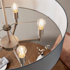 Novena Medos 5 Light Pendant Light Matt Nickel Plate Grey Fabric