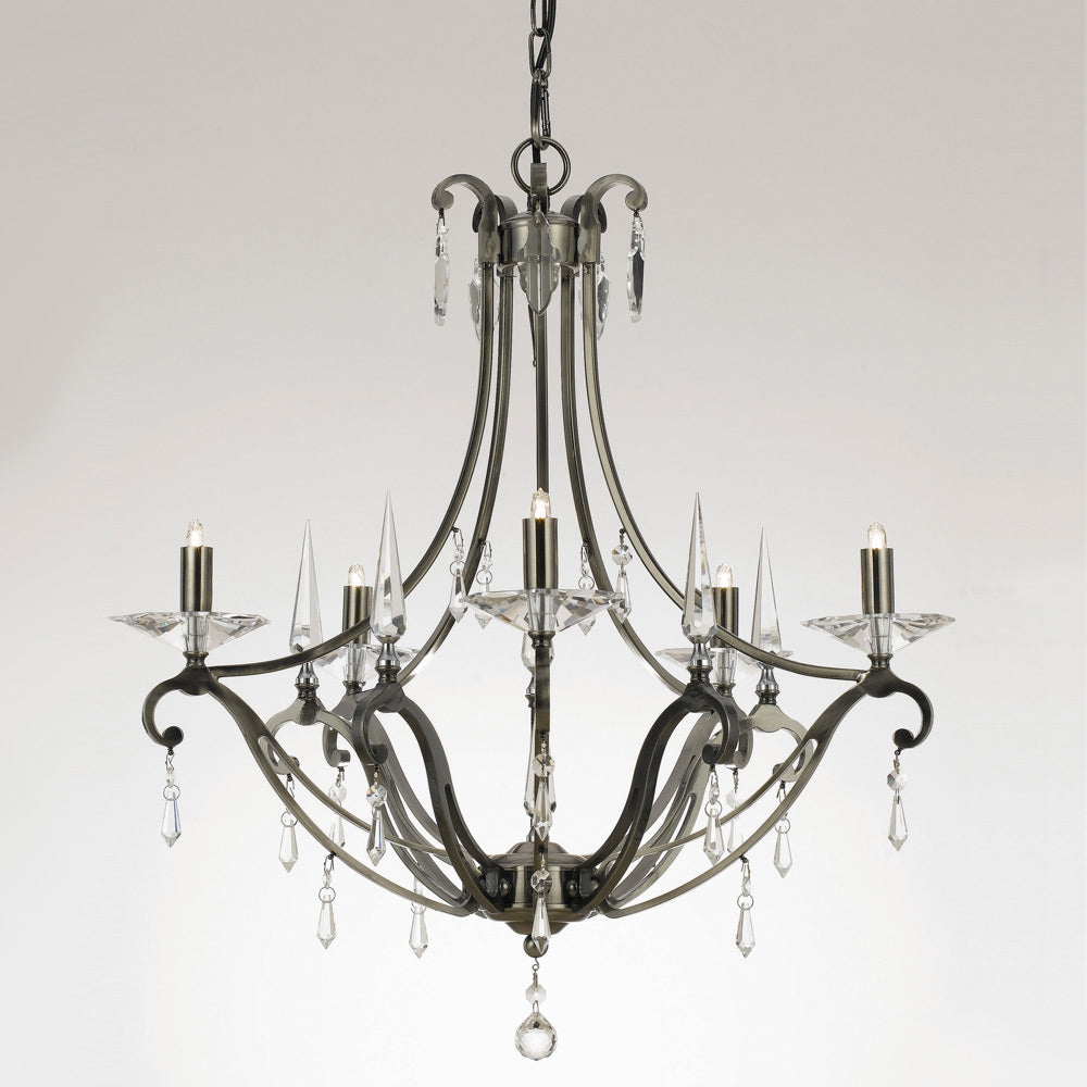 Novena Moretti Large 5 Light Pendant Light in Gunmetal