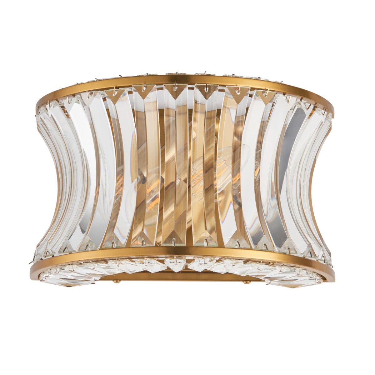 Novena Nava 2 Light Wall Light with Crystal and Clear Glass in Warm Brass