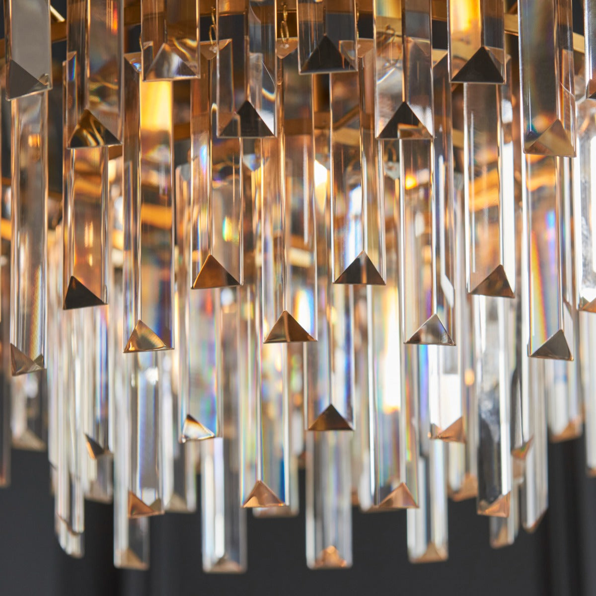 Novena Nava 9 Light Pendant Light with Crystal and Clear Glass in Warm Brass Plate