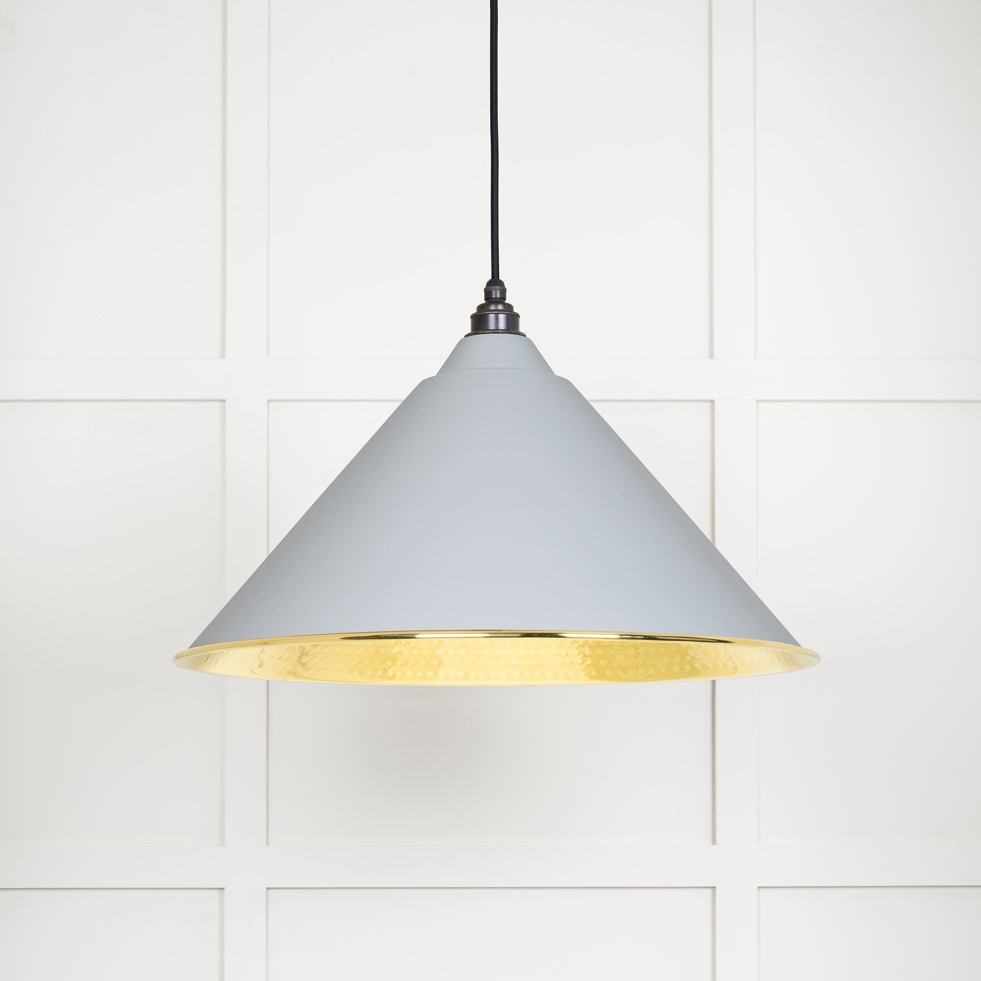 Novena Newbridge Hammered Brass Pendant Light in Birch
