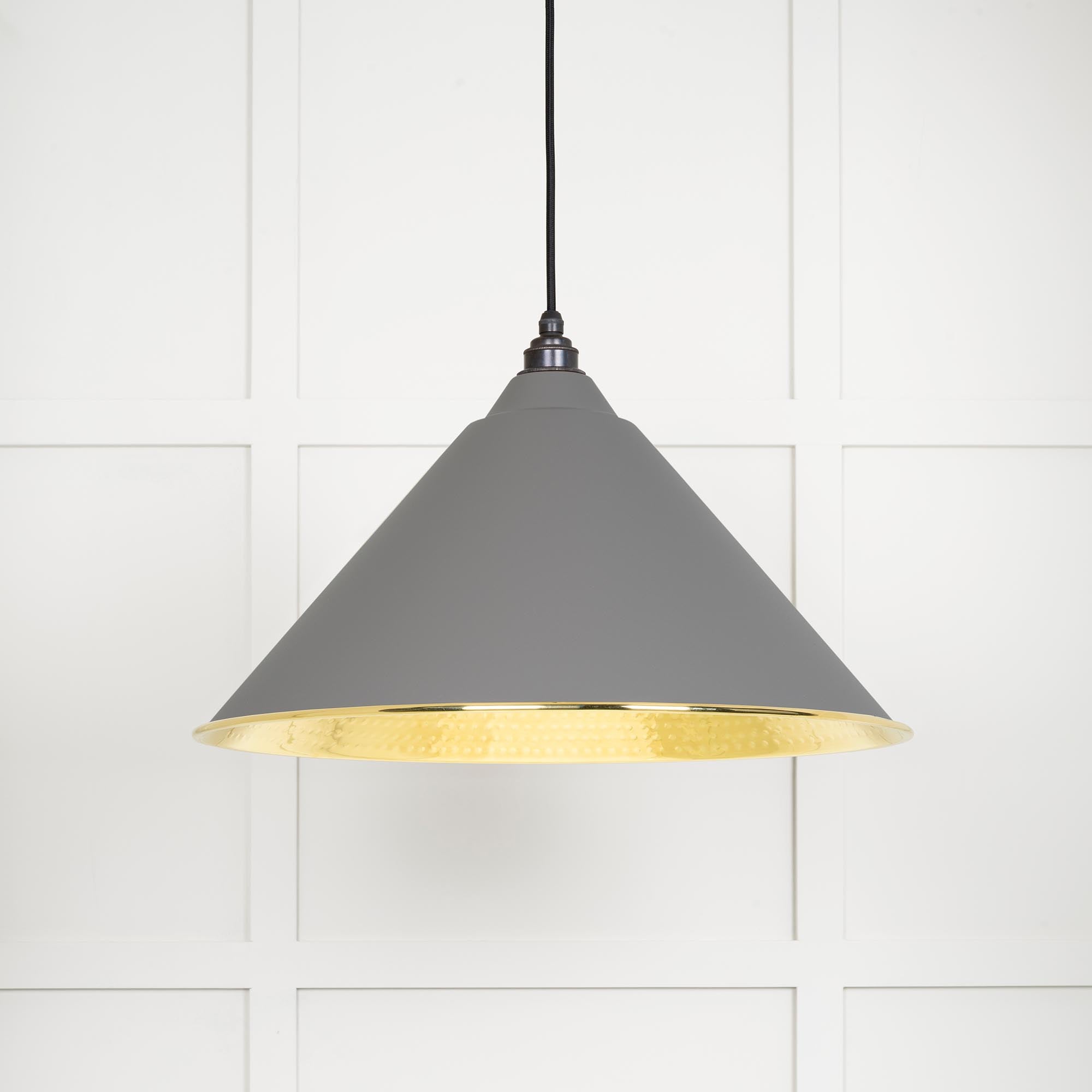 Novena Newbridge Hammered Brass Pendant Light in Bluff