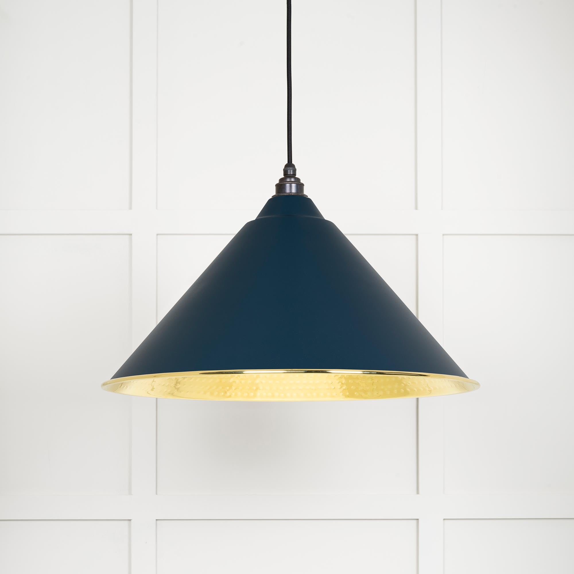 Novena Newbridge Hammered Brass Pendant Light in Dusk