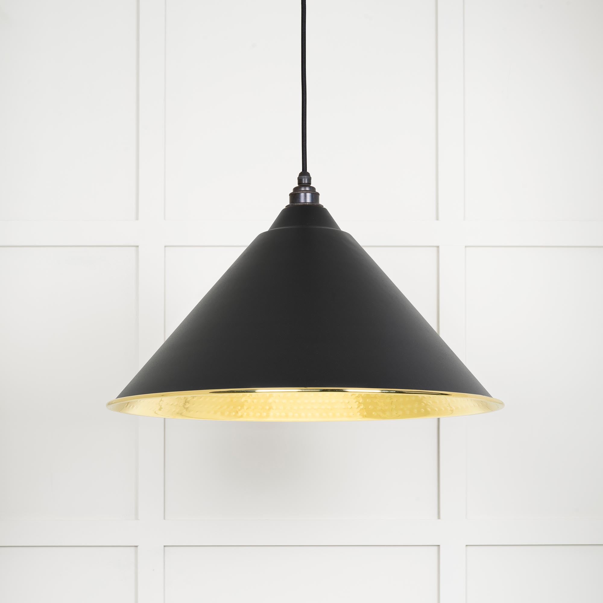 Novena Newbridge Hammered Brass Pendant Light in Elan Black