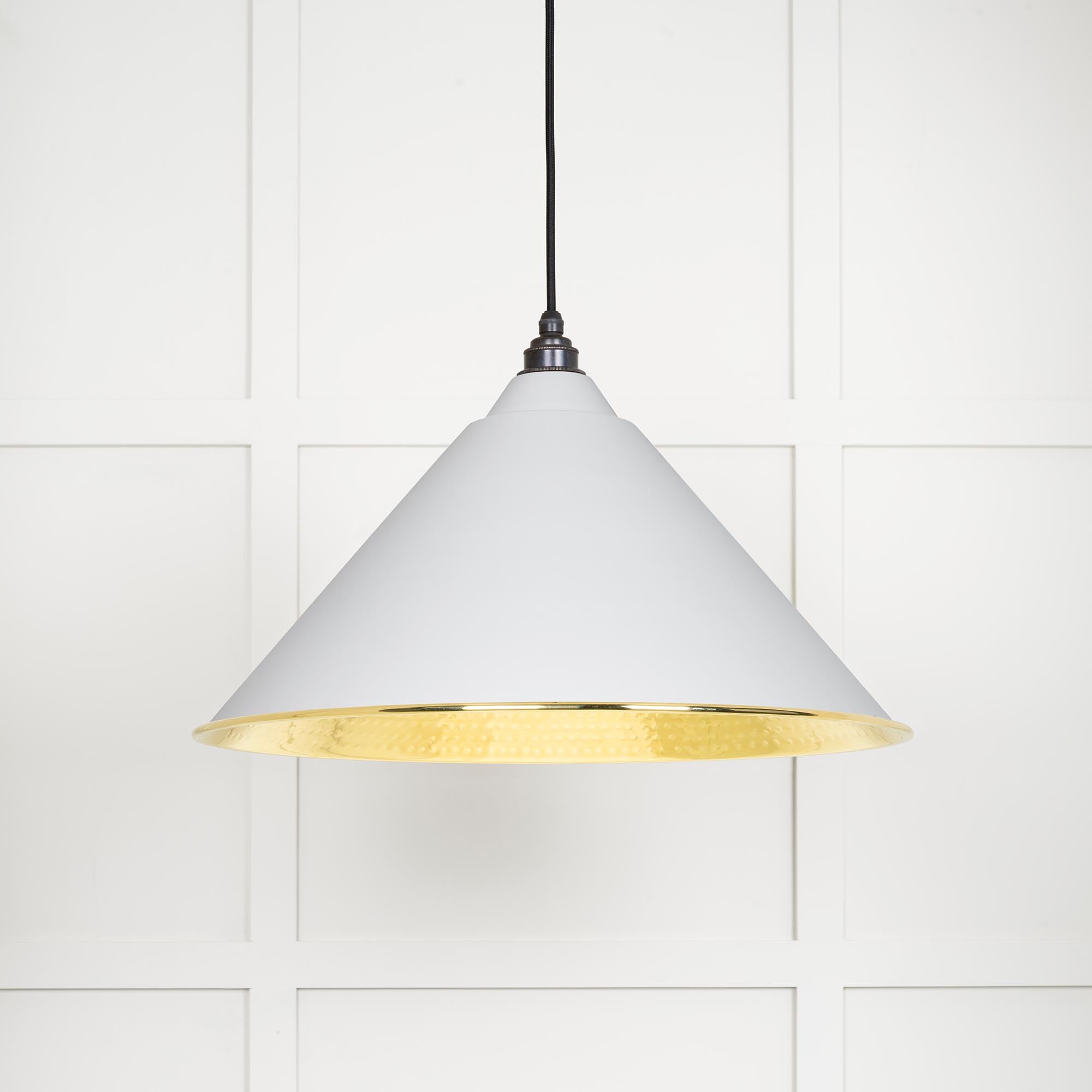 Novena Newbridge Hammered Brass Pendant Light in Flock