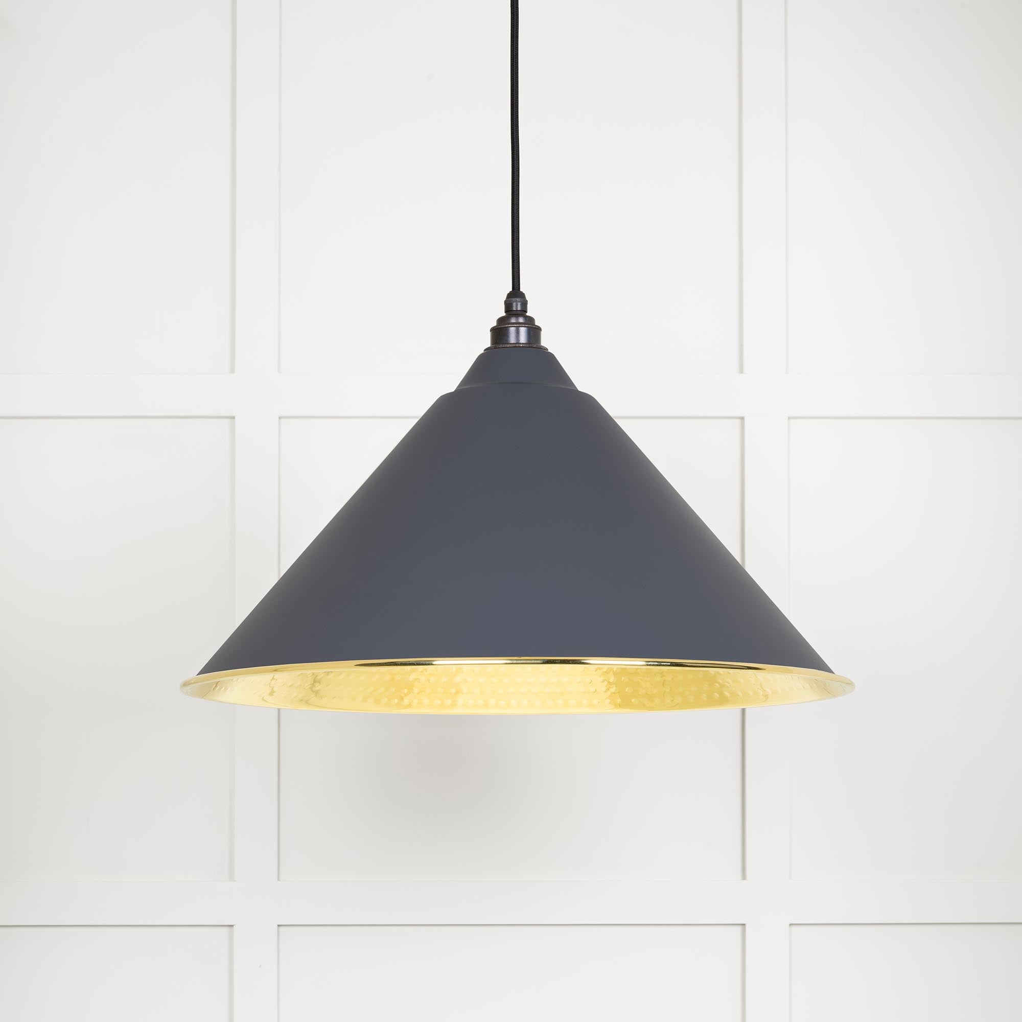 Novena Newbridge Hammered Brass Pendant Light in Slate