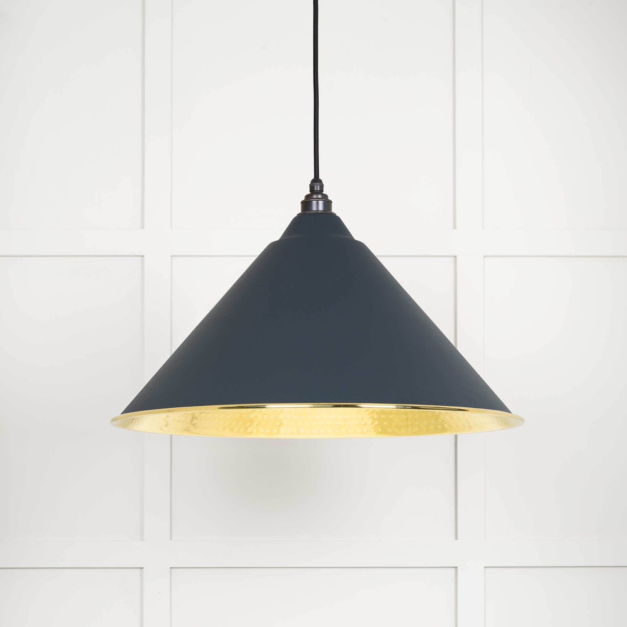 Novena Newbridge Hammered Brass Pendant Light in Soot