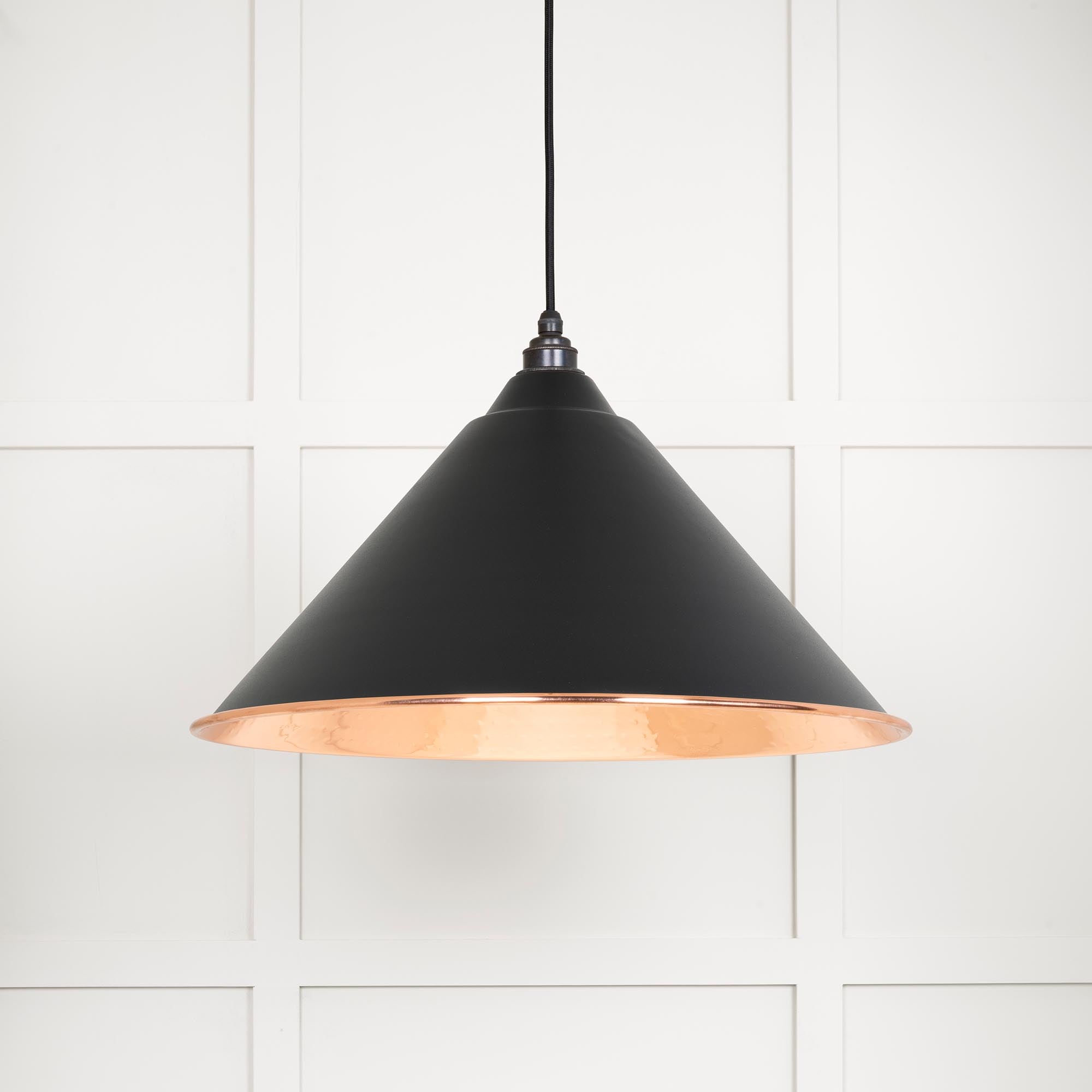 Novena Newbridge Hammered Copper Pendant Light in Elan Black