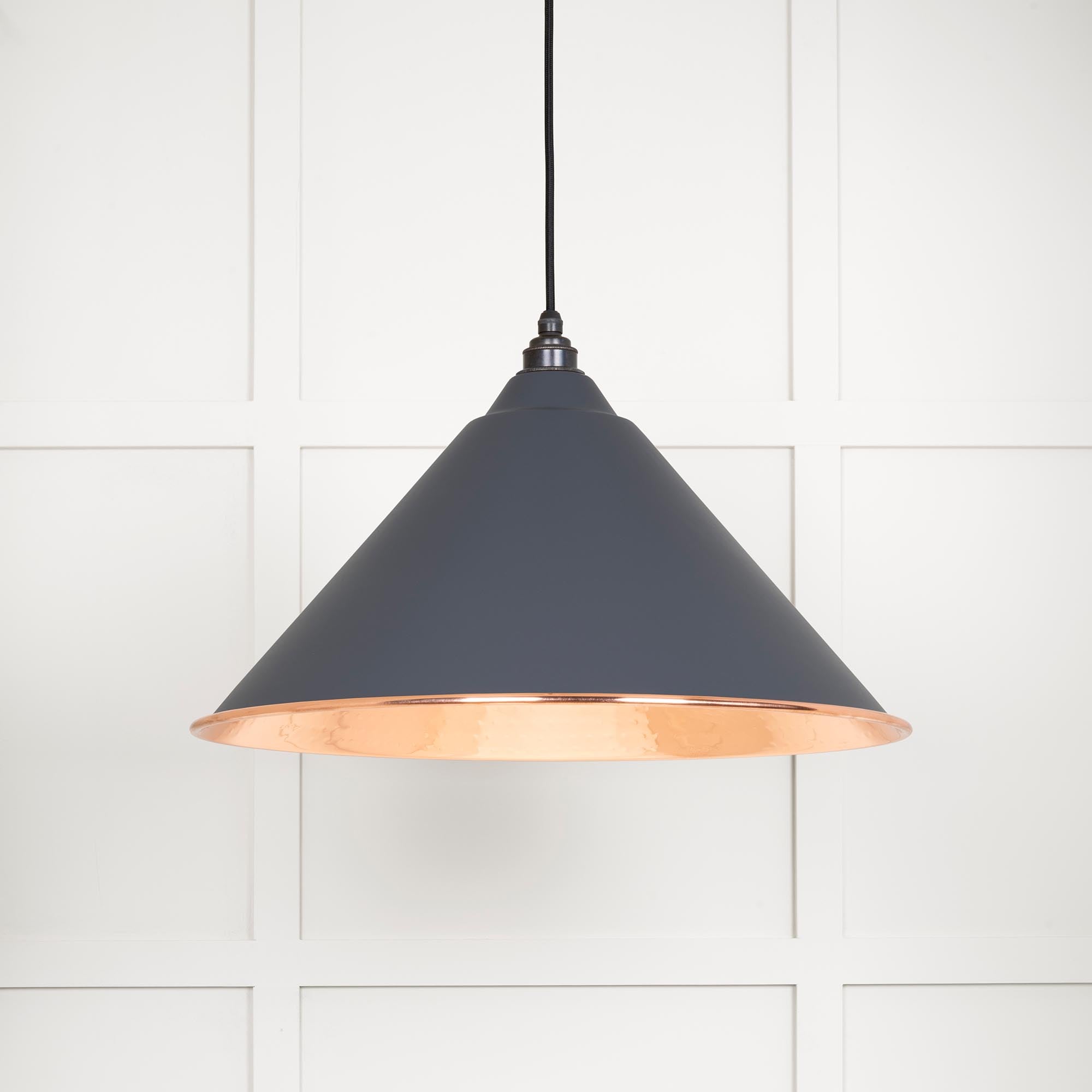 Novena Newbridge Hammered Copper Pendant Light in Slate