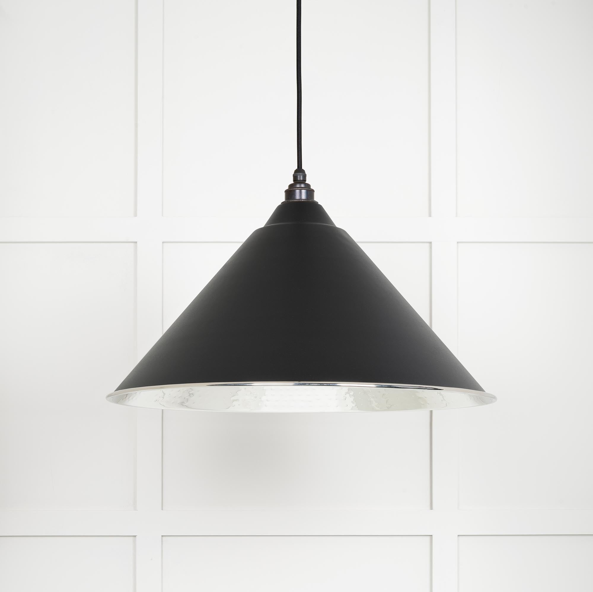 Novena Newbridge Hammered Nickel Pendant Light in Elan Black