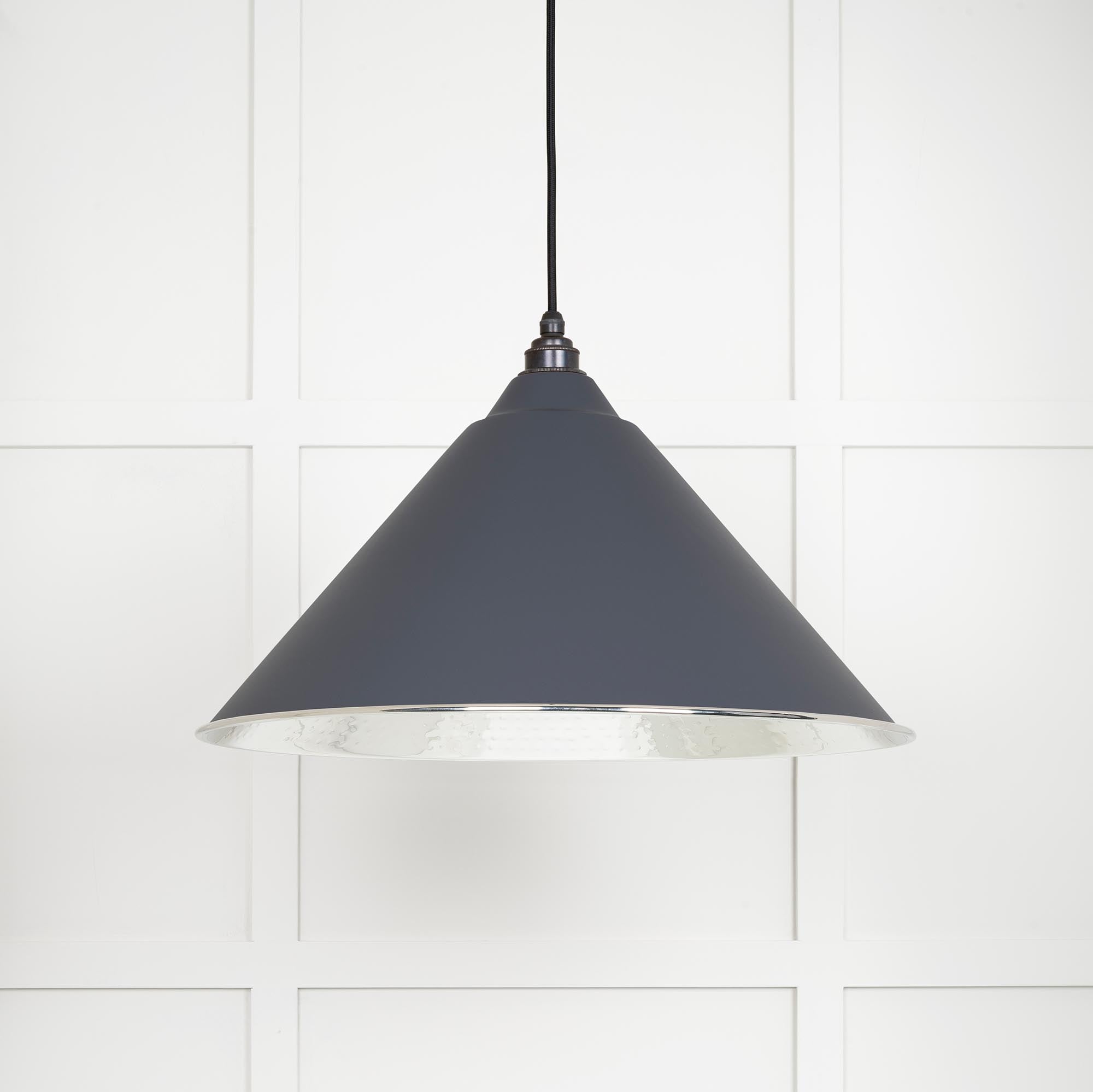Novena Newbridge Hammered Nickel Pendant Light in Slate