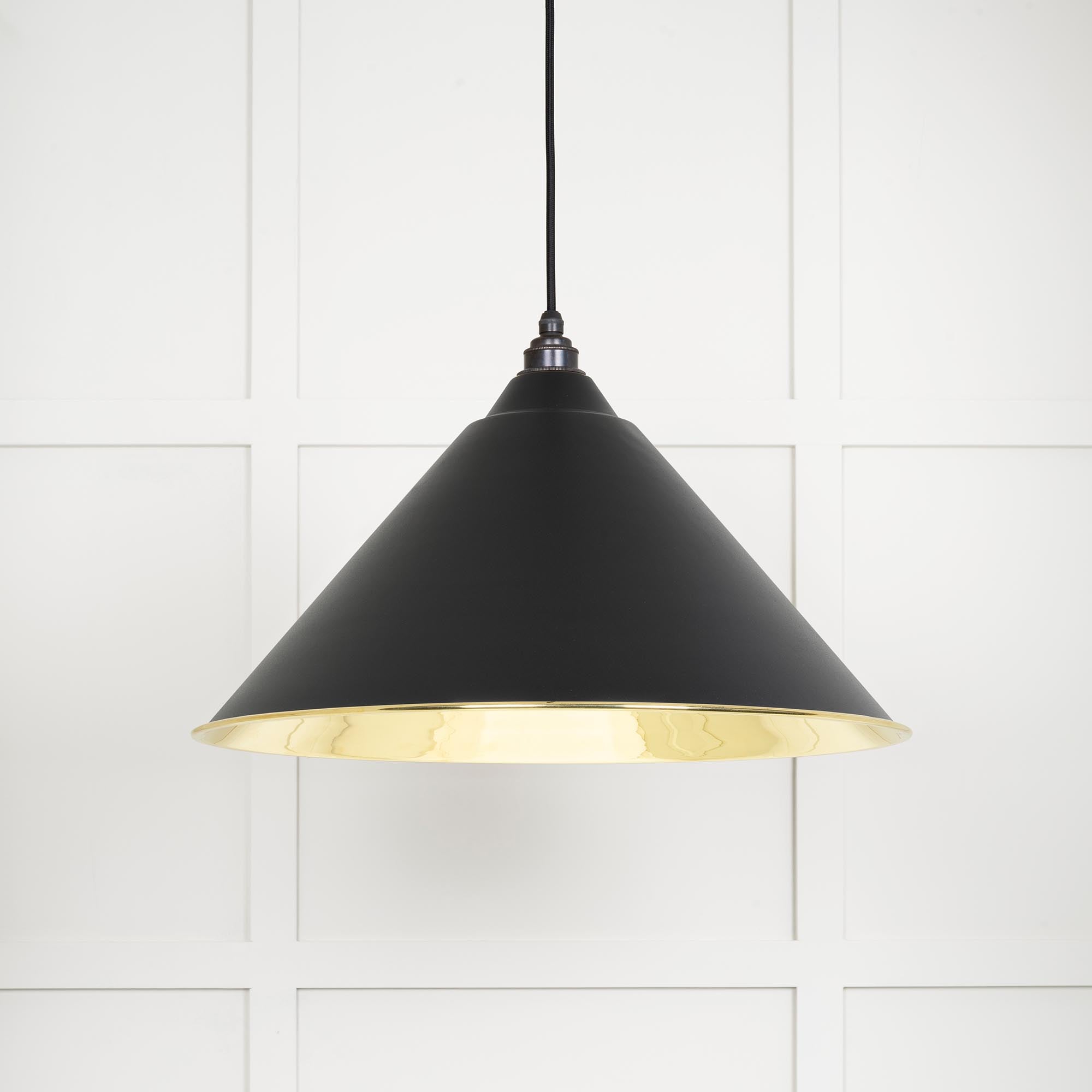 Novena Newbridge Smooth Brass Pendant Light in Elan Black