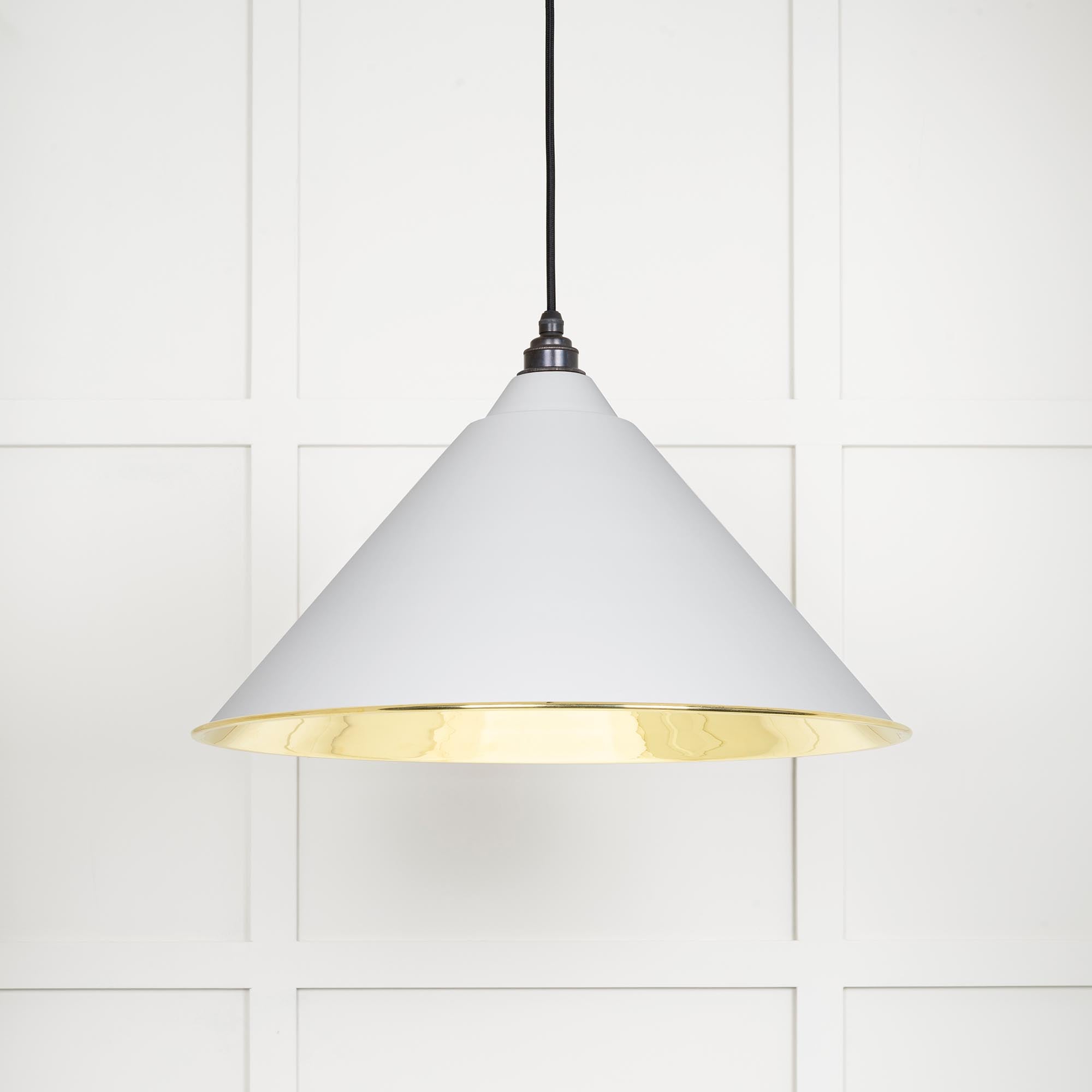 Novena Newbridge Smooth Brass Pendant Light in Flock