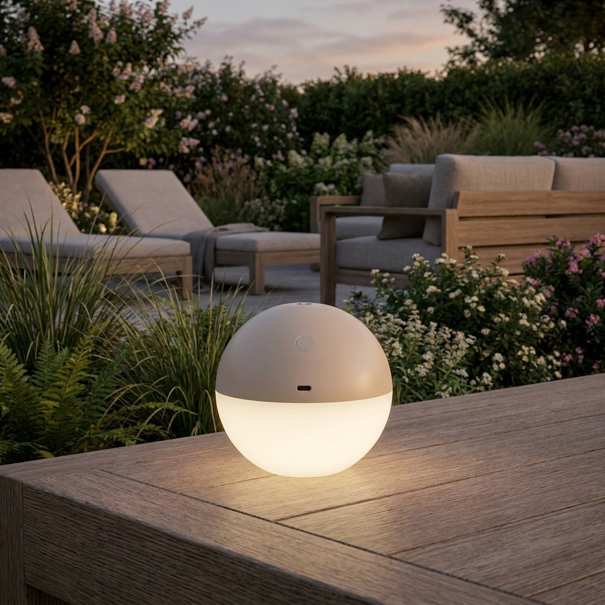 Novena Niveo Cordless Rechargeable Outdoor Table Lamp by Serge Cornelissen, Sand