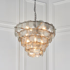 Novena Noura 9 Light Pendant Light Mercury Glass Antique Silver Paint