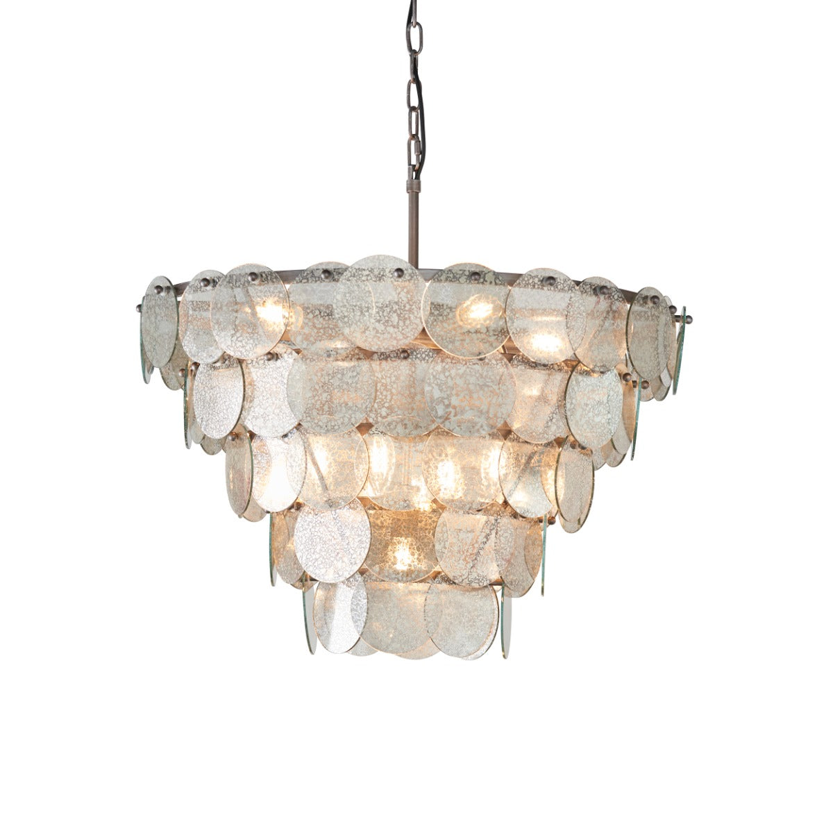 Novena Noura 9 Light Pendant Light Mercury Glass Antique Silver Paint