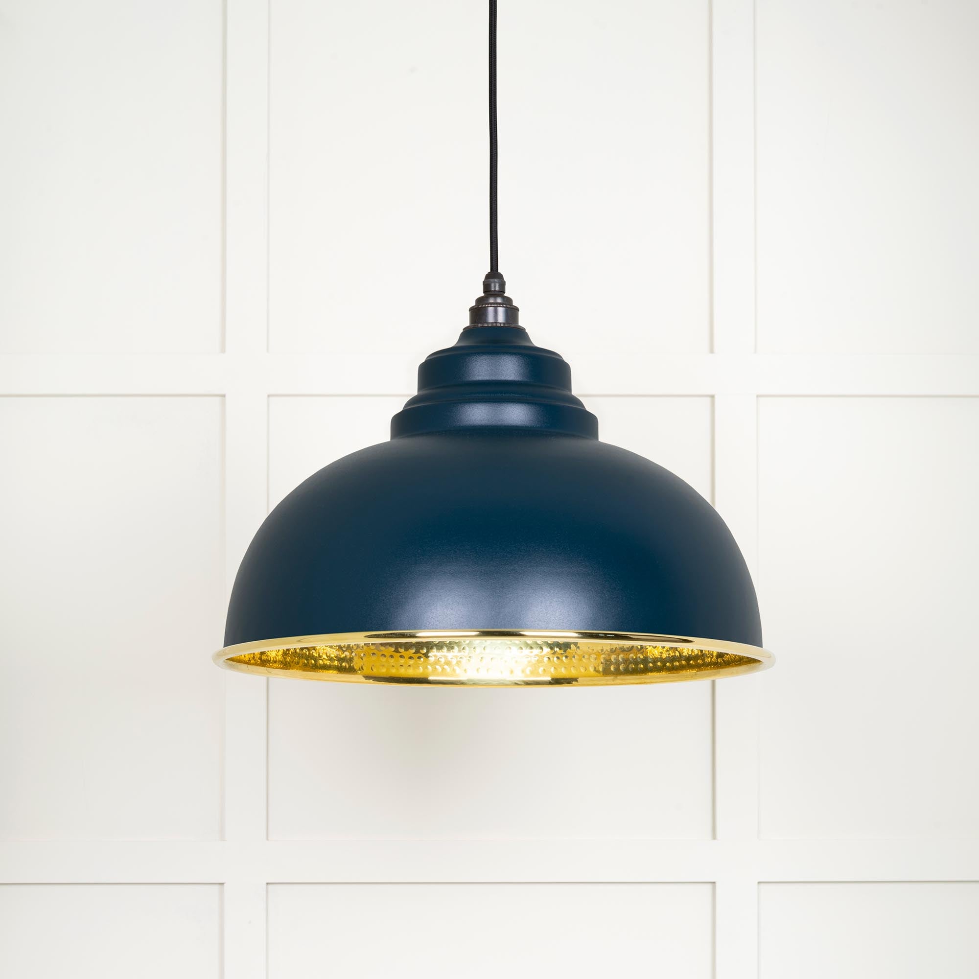 Novena Oakley Park Hammered Brass Pendant Light in Dusk