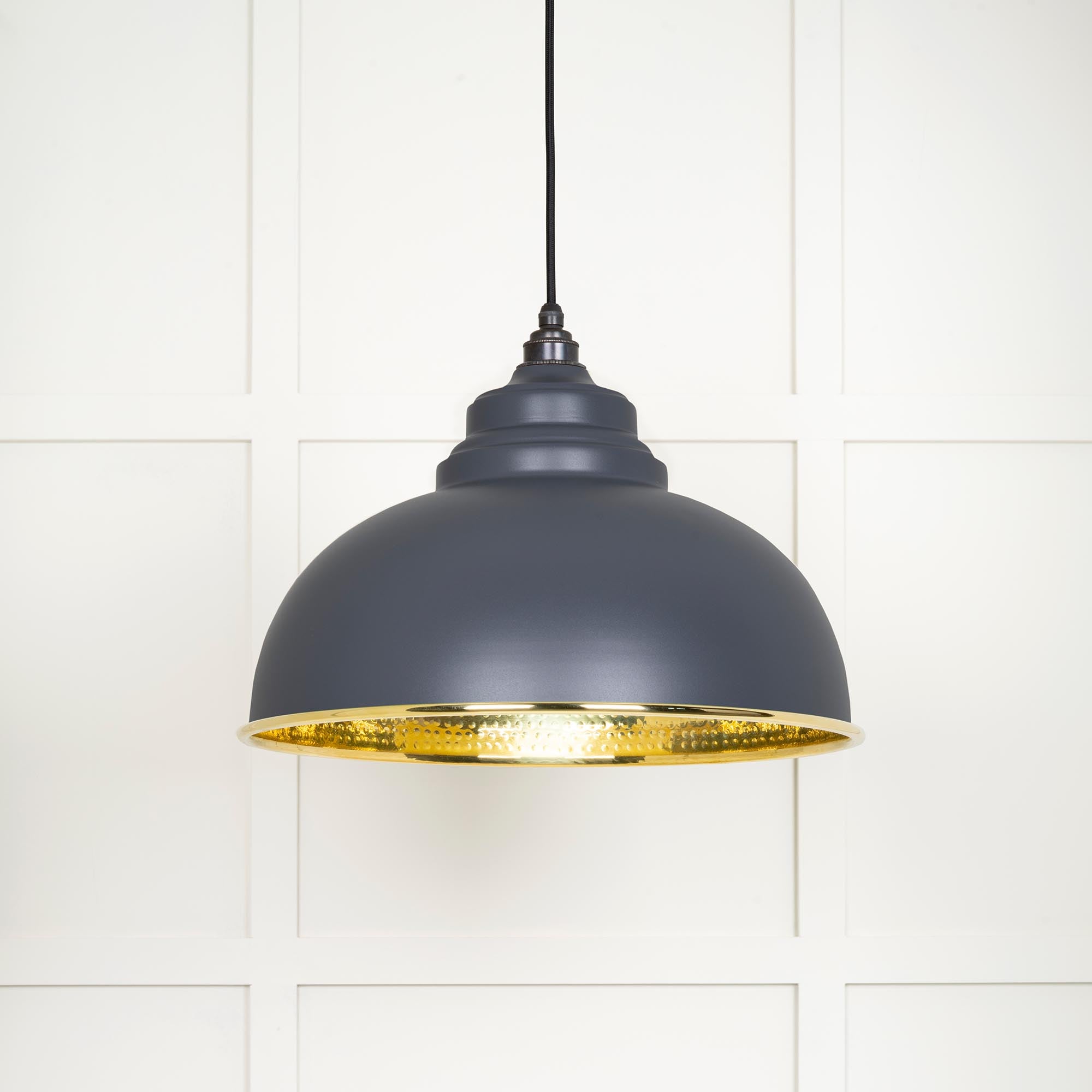 Novena Oakley Park Hammered Brass Pendant Light in Slate