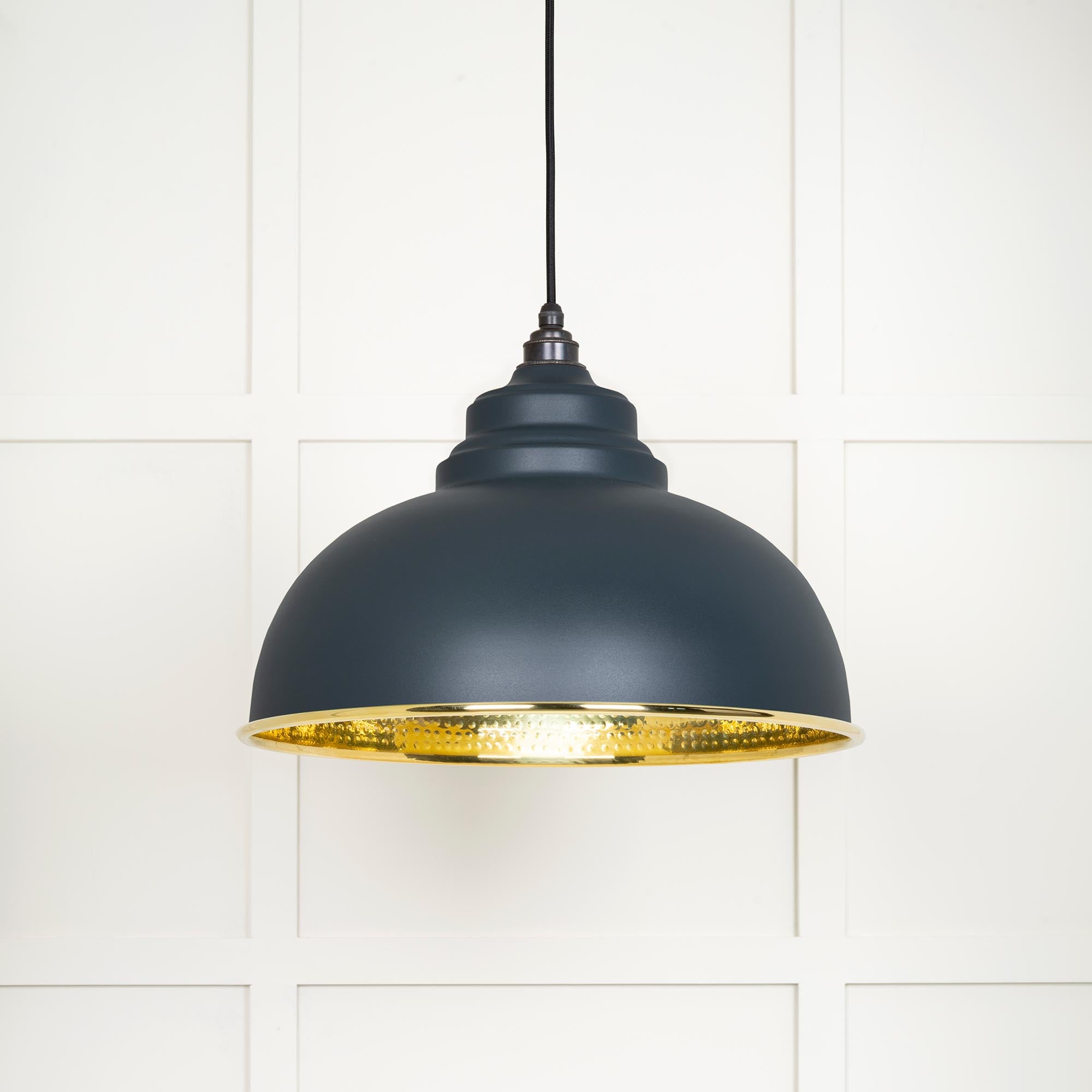 Novena Oakley Park Hammered Brass Pendant Light in Soot