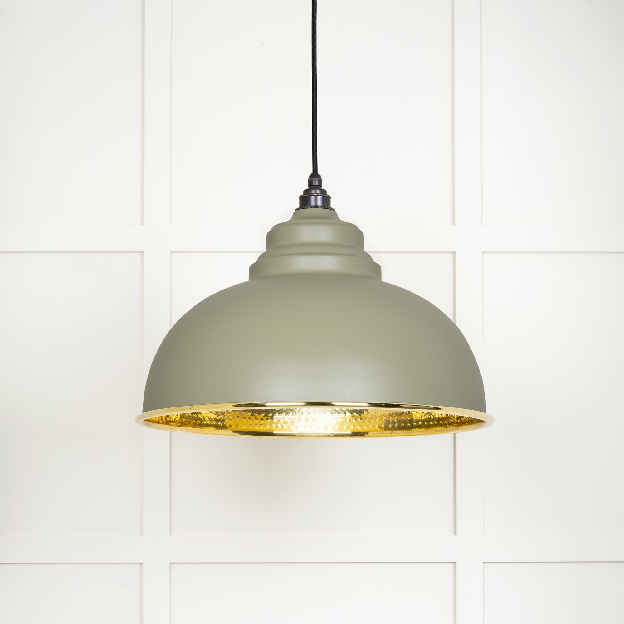 Novena Oakley Park Hammered Brass Pendant Light in Tump