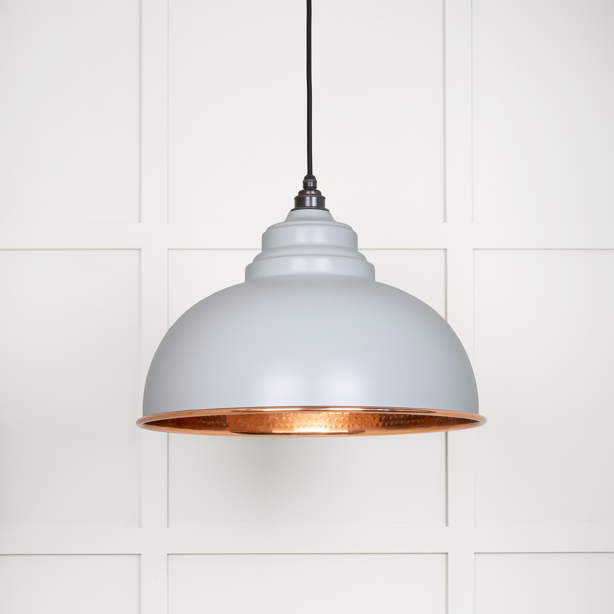 Novena Oakley Park Hammered Copper Pendant Light in Birch