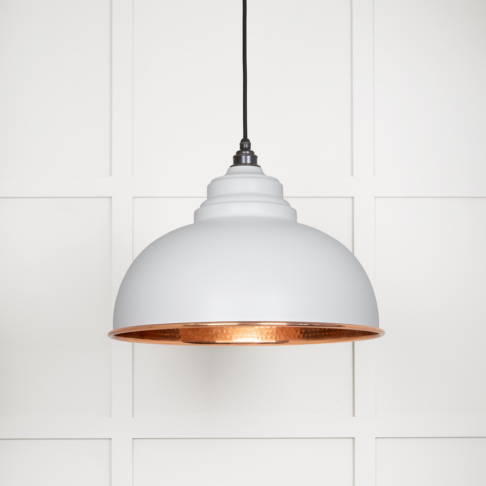 Novena Oakley Park Hammered Copper Pendant Light in Flock