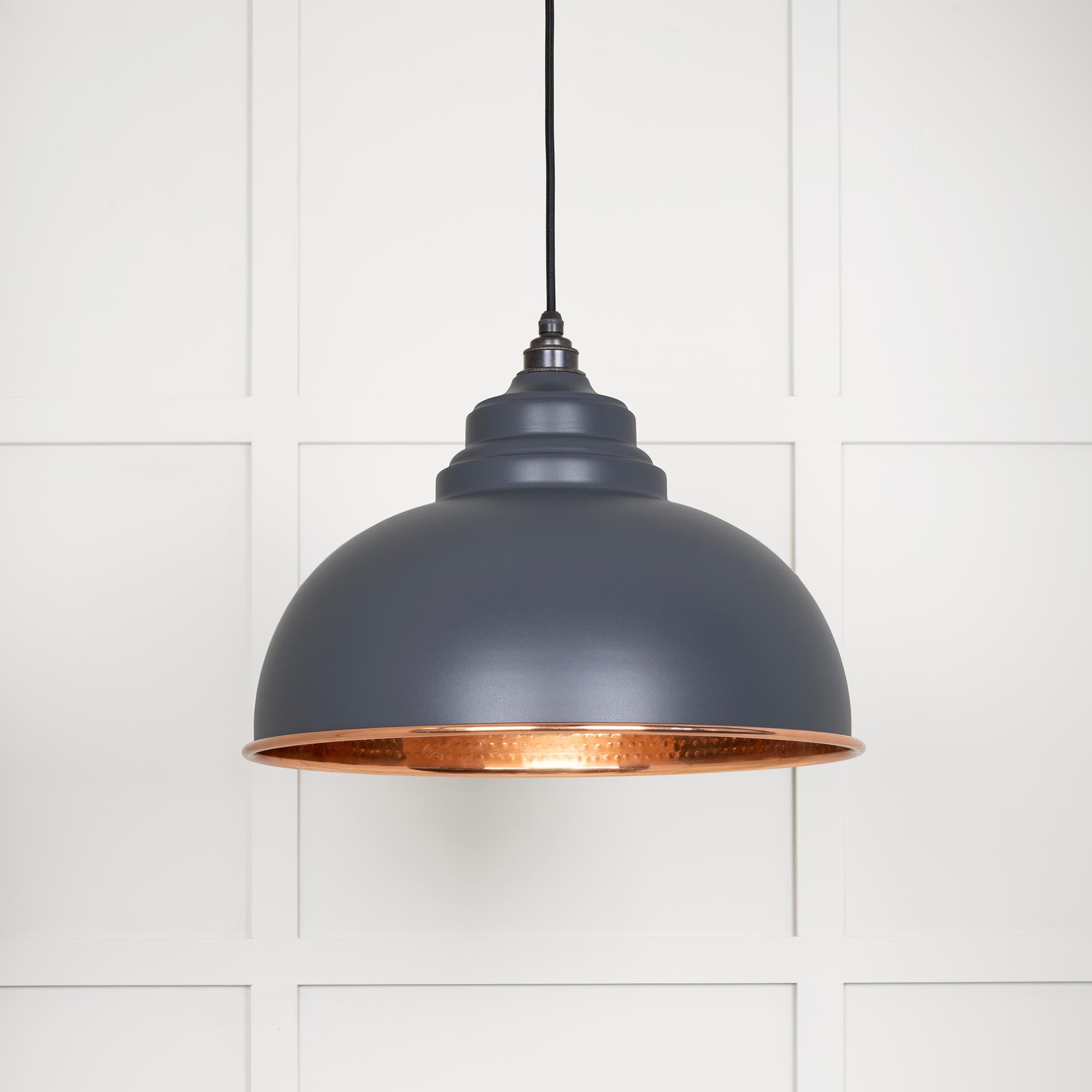 Novena Oakley Park Hammered Copper Pendant Light in Slate