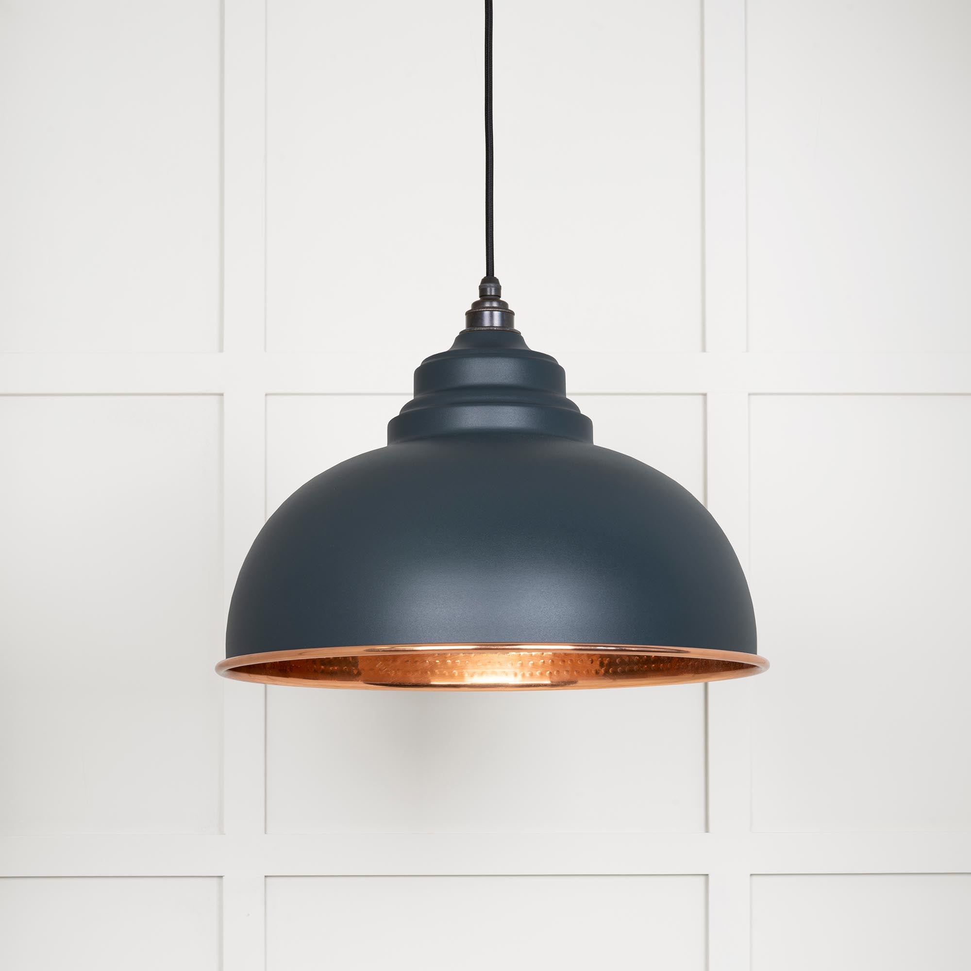 Novena Oakley Park Hammered Copper Pendant Light in Soot