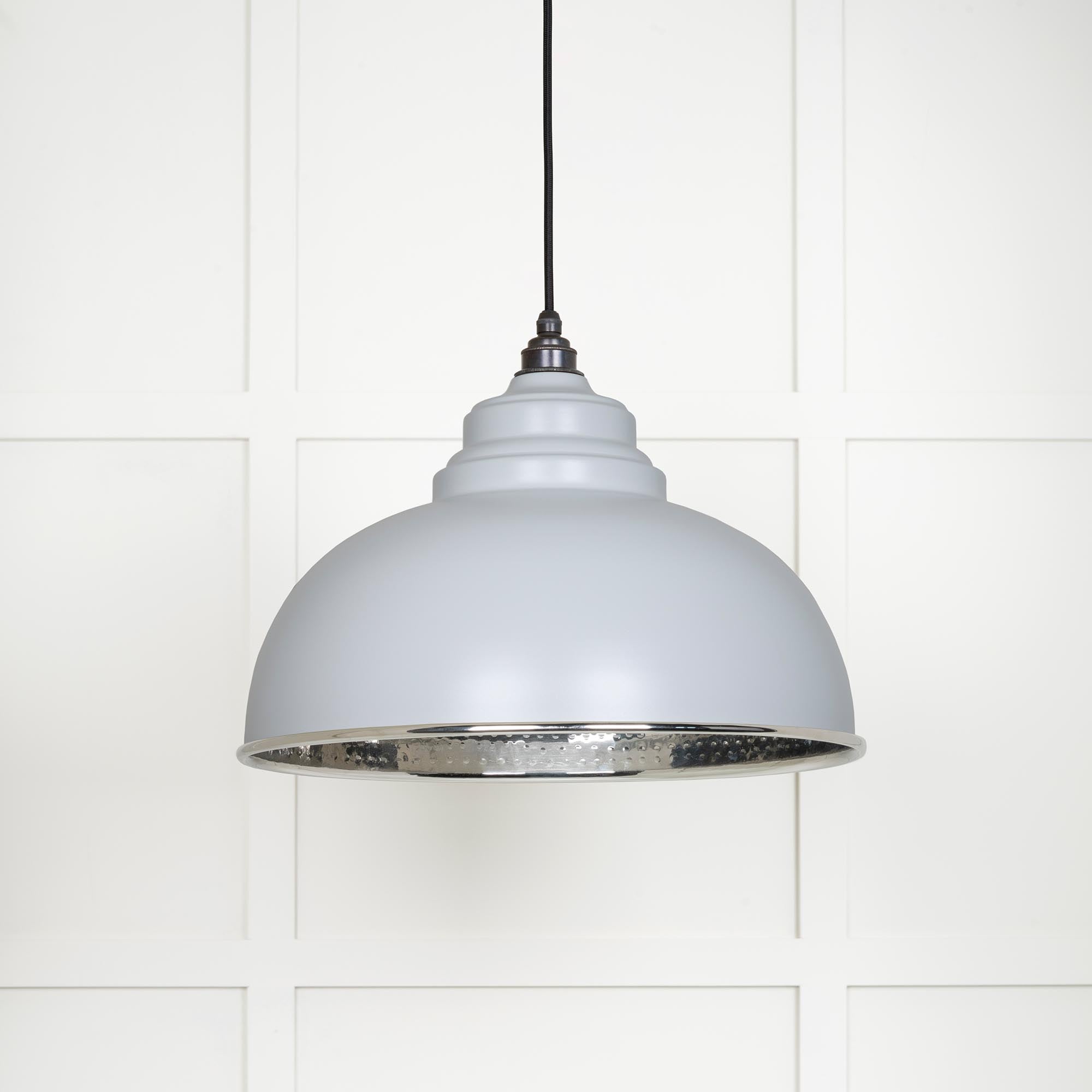 Novena Oakley Park Hammered Nickel Pendant Light in Birch