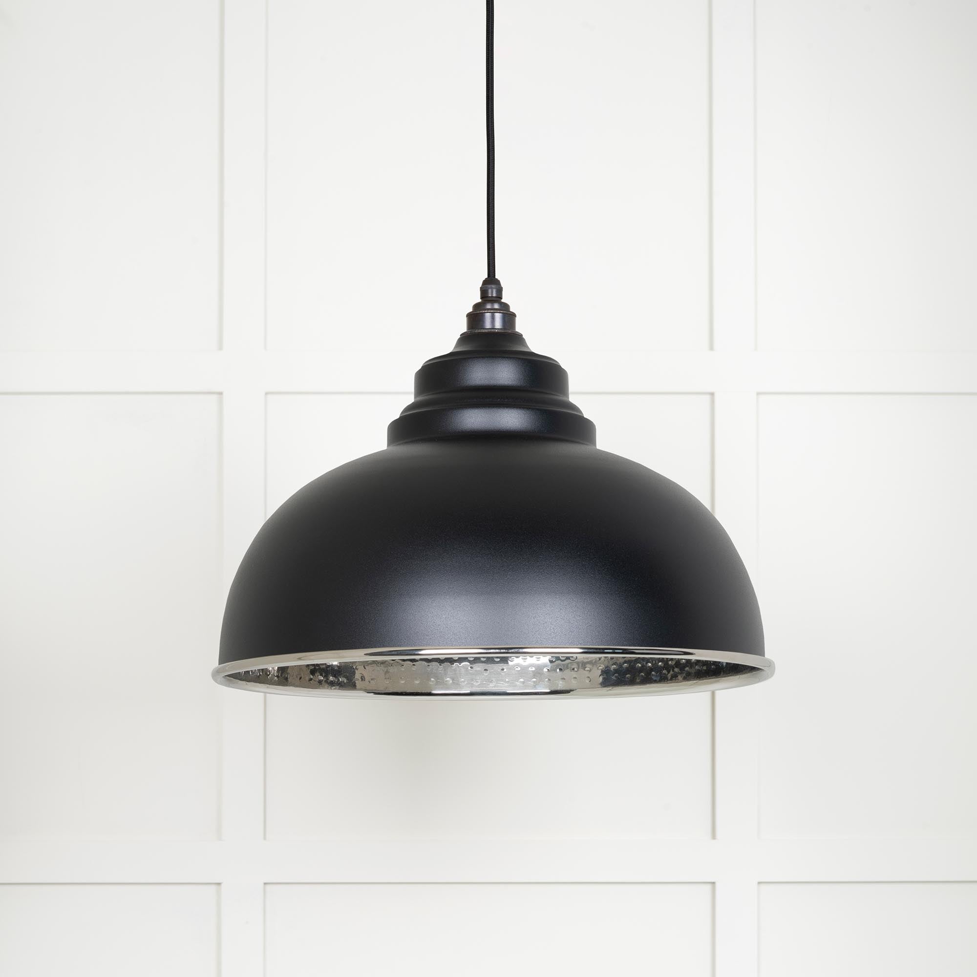 Novena Oakley Park Hammered Nickel Pendant Light in Elan Black