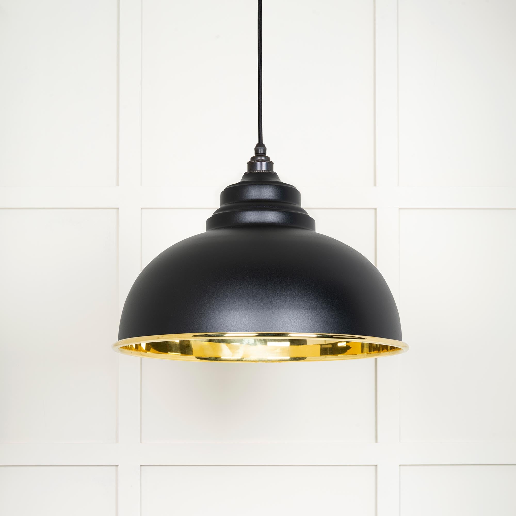 Novena Oakley Park Smooth Brass Pendant Light in Elan Black