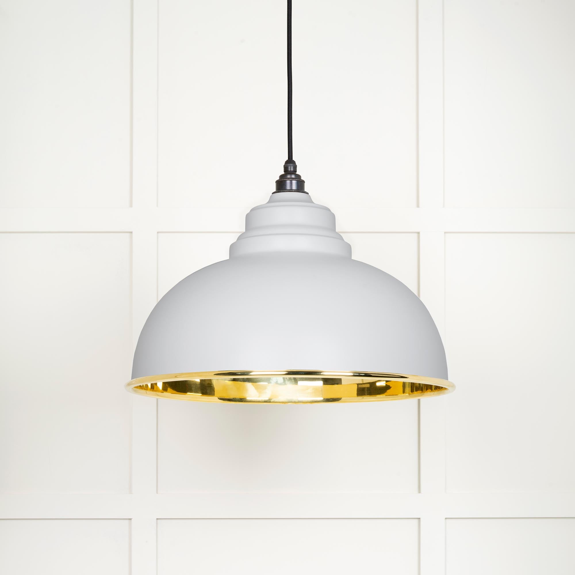 Novena Oakley Park Smooth Brass Pendant Light in Flock