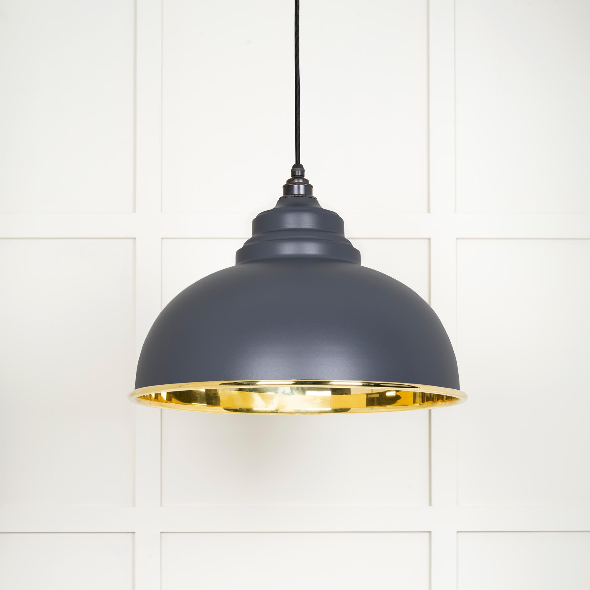 Novena Oakley Park Smooth Brass Pendant Light in Slate