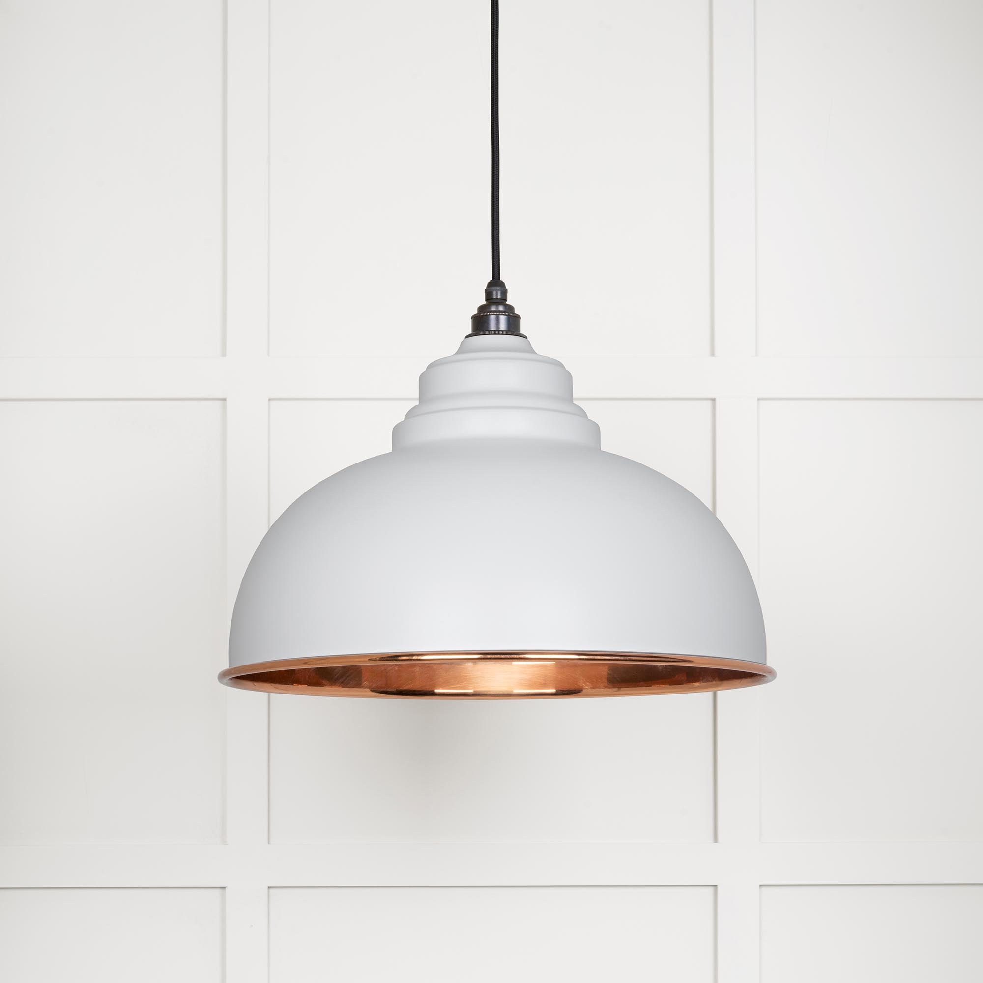 Novena Oakley Park Smooth Copper Pendant Light in Flock