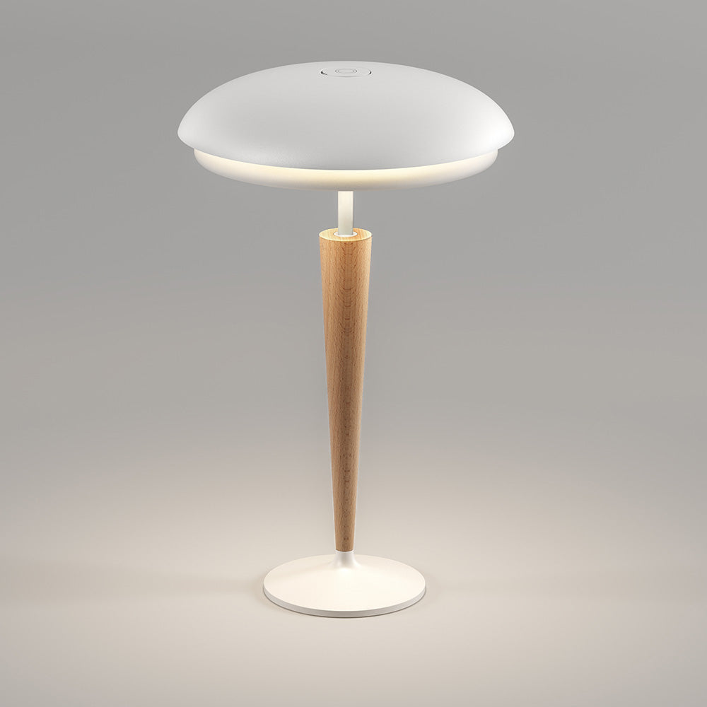 Novena Onice Cordless Rechargeable Table Lamp with Beechwood Stem, White