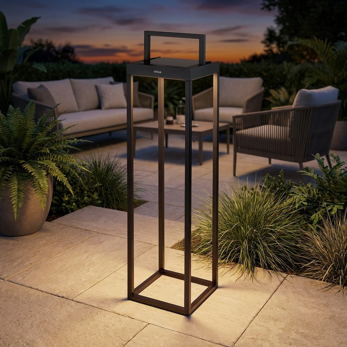Novena Palmo Maxi Solar Rechargeable Outdoor LED Lantern, Black