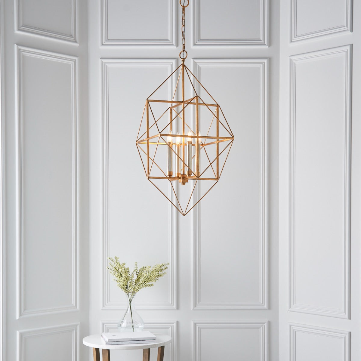 Novena Parada 4 Light Pendant Light Antique Gold Silver Leaf