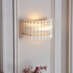 Novena Pourtel 2 Light Wall Light in Brushed Aged Brass with Clear Glass Shade