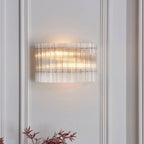 Novena Pourtel 2 Light Wall Light in Brushed Aged Brass with Clear Glass Shade