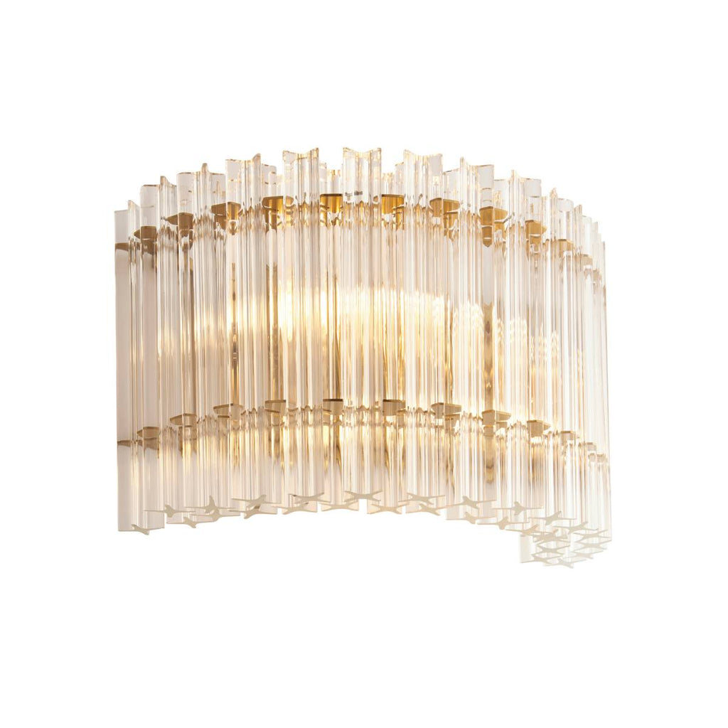 Novena Pourtel 2 Light Wall Light in Brushed Aged Brass with Clear Glass Shade
