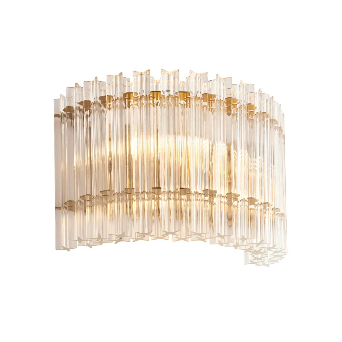 Novena Pourtel 2 Light Wall Light in Brushed Aged Brass with Clear Glass Shade