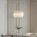 Novena Pourtel 3 Light Pendant in Brushed Aged Brass with Clear Glass Rod Shades