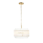 Novena Pourtel 3 Light Pendant in Brushed Aged Brass with Clear Glass Rod Shades