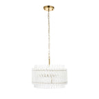 Novena Pourtel 3 Light Pendant in Brushed Aged Brass with Clear Glass Rod Shades