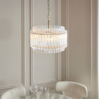 Novena Pourtel 3 Light Pendant in Brushed Aged Brass with Clear Glass Rod Shades