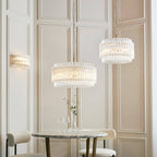 Novena Pourtel 3 Light Pendant in Brushed Aged Brass with Clear Glass Rod Shades
