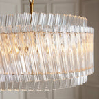Novena Pourtel 5 Light Pendant in Brushed Aged Brass with Clear Glass Shade
