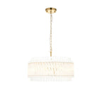Novena Pourtel 5 Light Pendant in Brushed Aged Brass with Clear Glass Shade