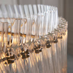 Novena Pourtel 5 Light Pendant in Brushed Aged Brass with Clear Glass Shade