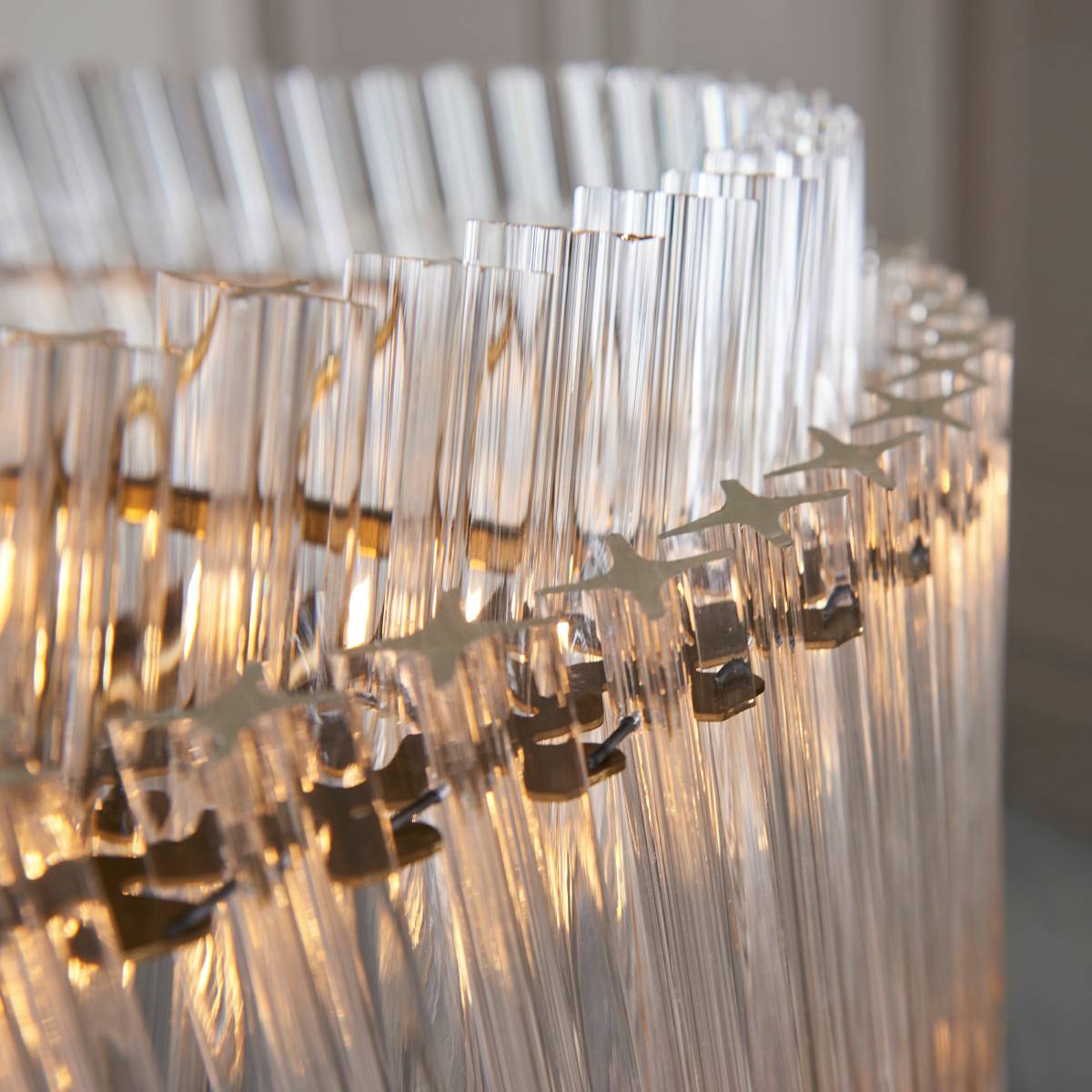 Novena Pourtel 5 Light Pendant in Brushed Aged Brass with Clear Glass Shade